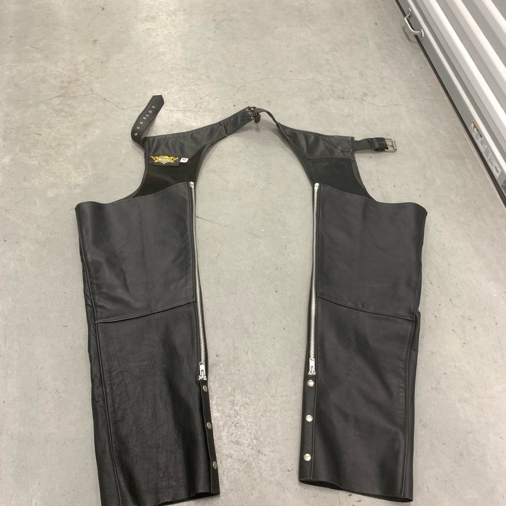 Black Leather Motorcycle Chaps